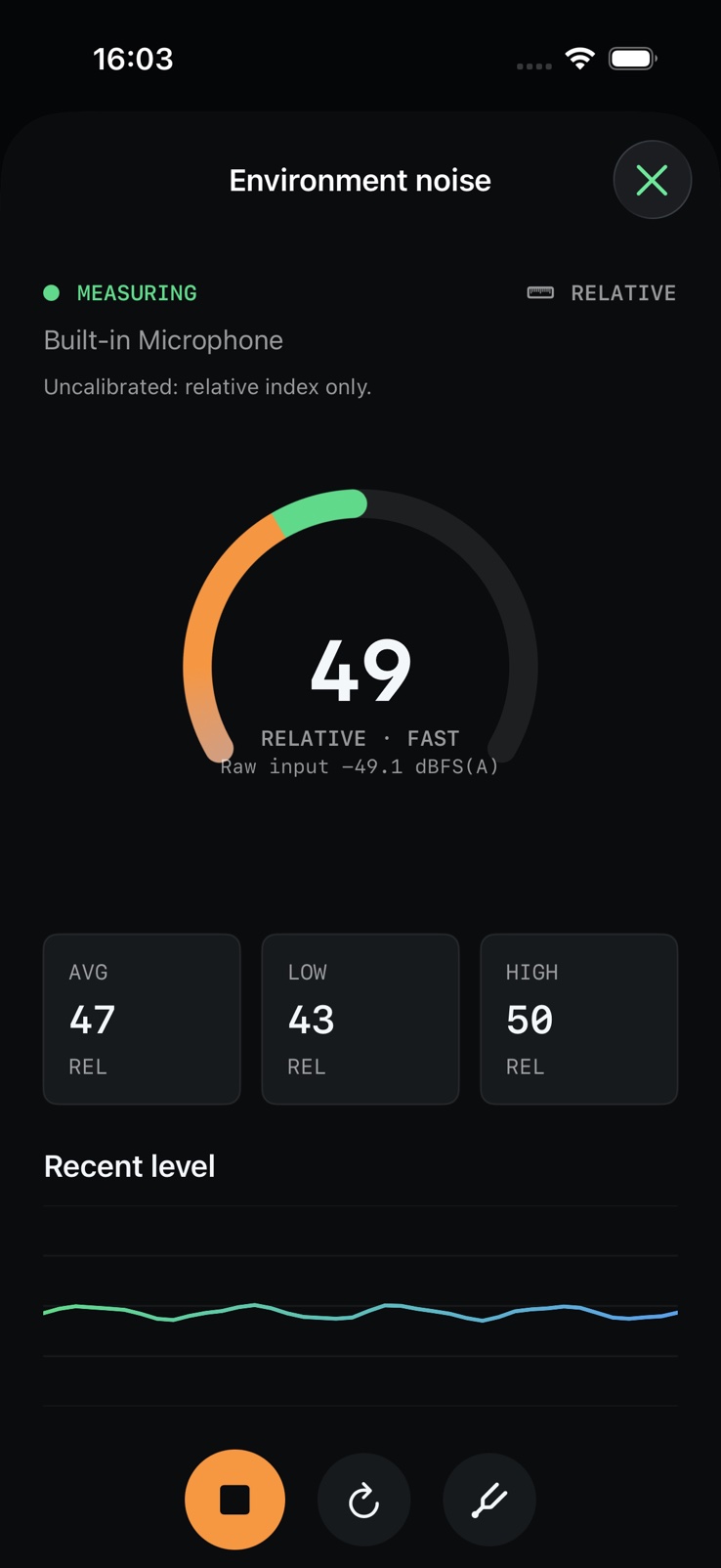 SignalMetric environment noise monitor with FAST response, LAeq, minimum and maximum readings